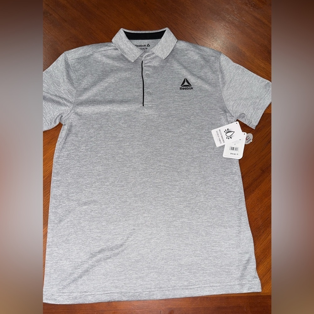 NWT Reebok Men Classic Gray Polo Short Sleeve Shirt Sleet Heather ASSORTED sizes